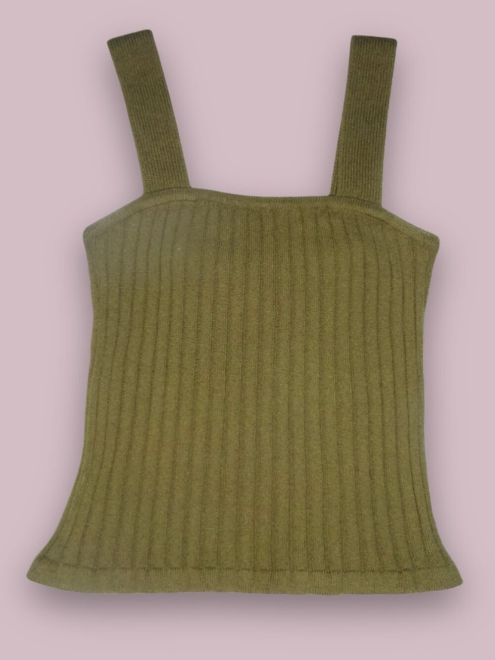 Madewell Olive Ribbed Square Neck Sweater Tank